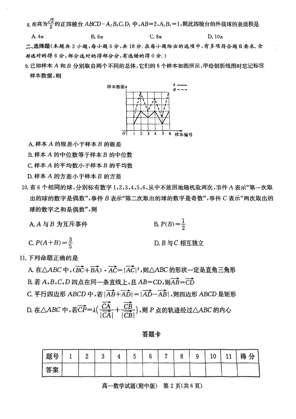 高一数学模拟题湖南师范大学附属中学2024-2025学年高一下学期期末考试数学试卷.pdf