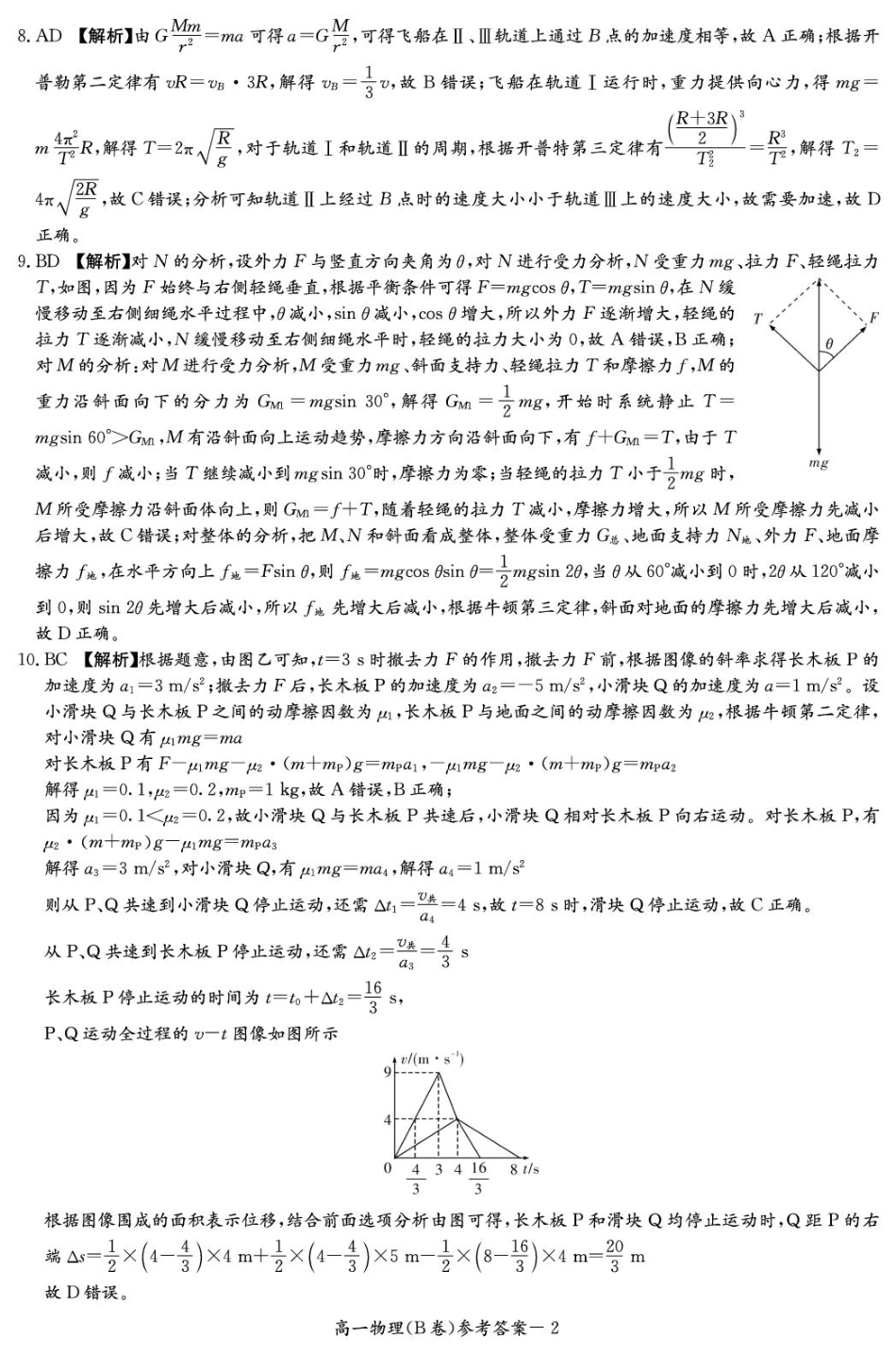 高一物理模拟题   物理B答案（高一4月期中）.pdf