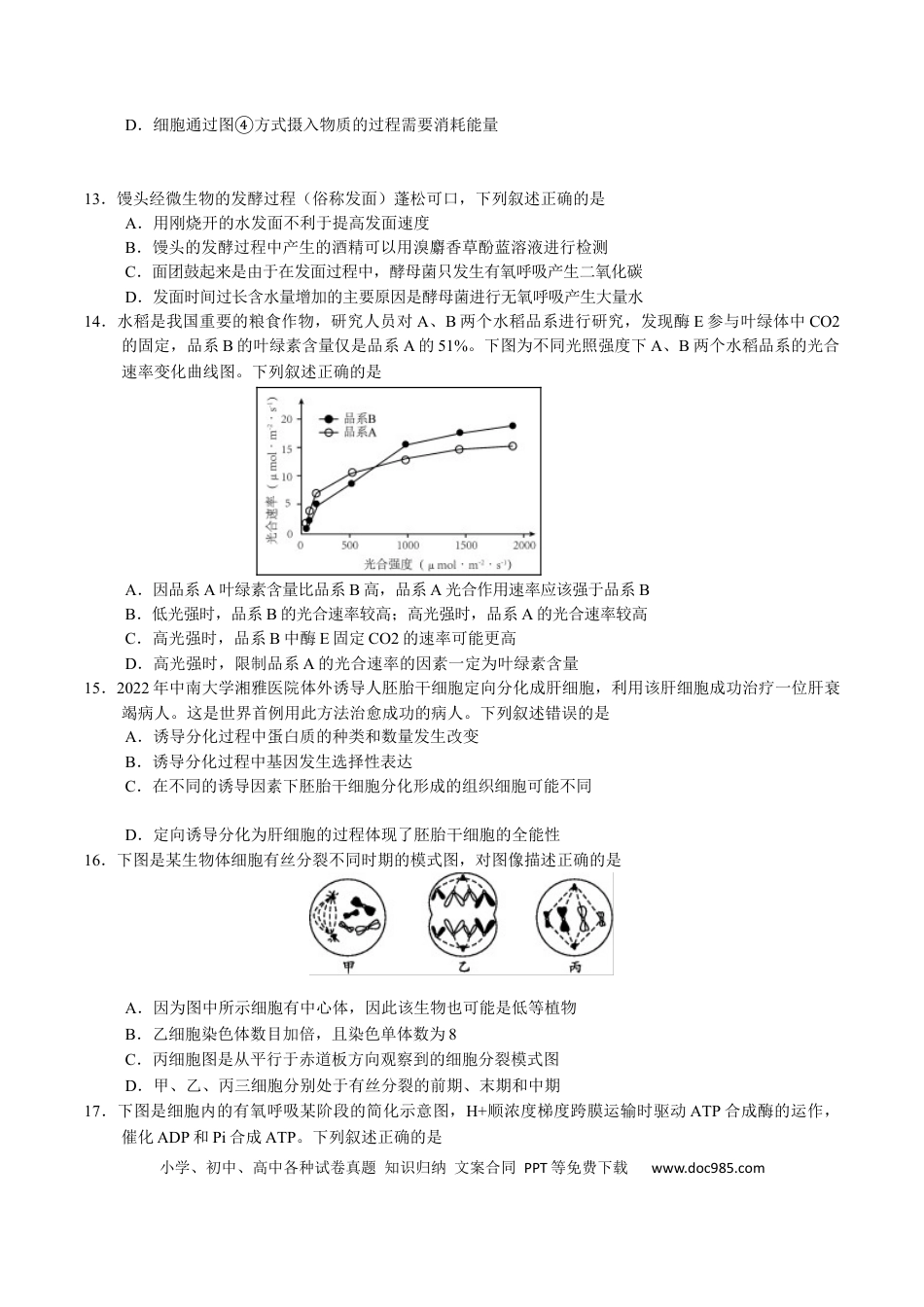 高一物理模拟题   天津市五区县重点校2024-2025学年高一上学期1月期末联考试题 生物 Word版含答案.docx