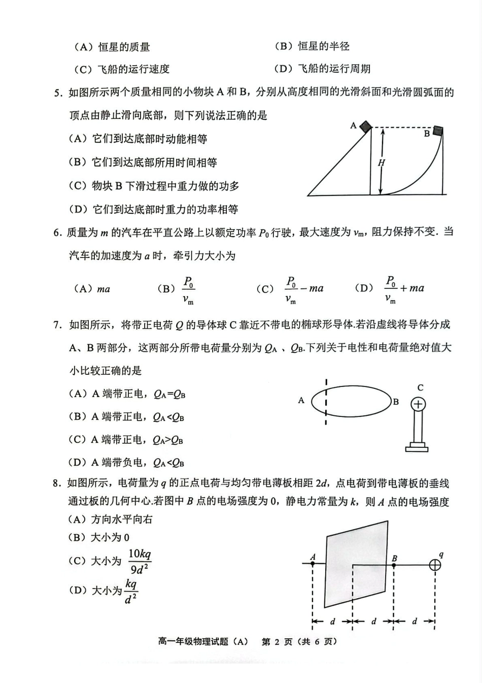 高一物理模拟题   江苏省连云港市赣榆区2024-2025学年高一下学期4月期中考试 物理（A） PDF版含答案.pdf