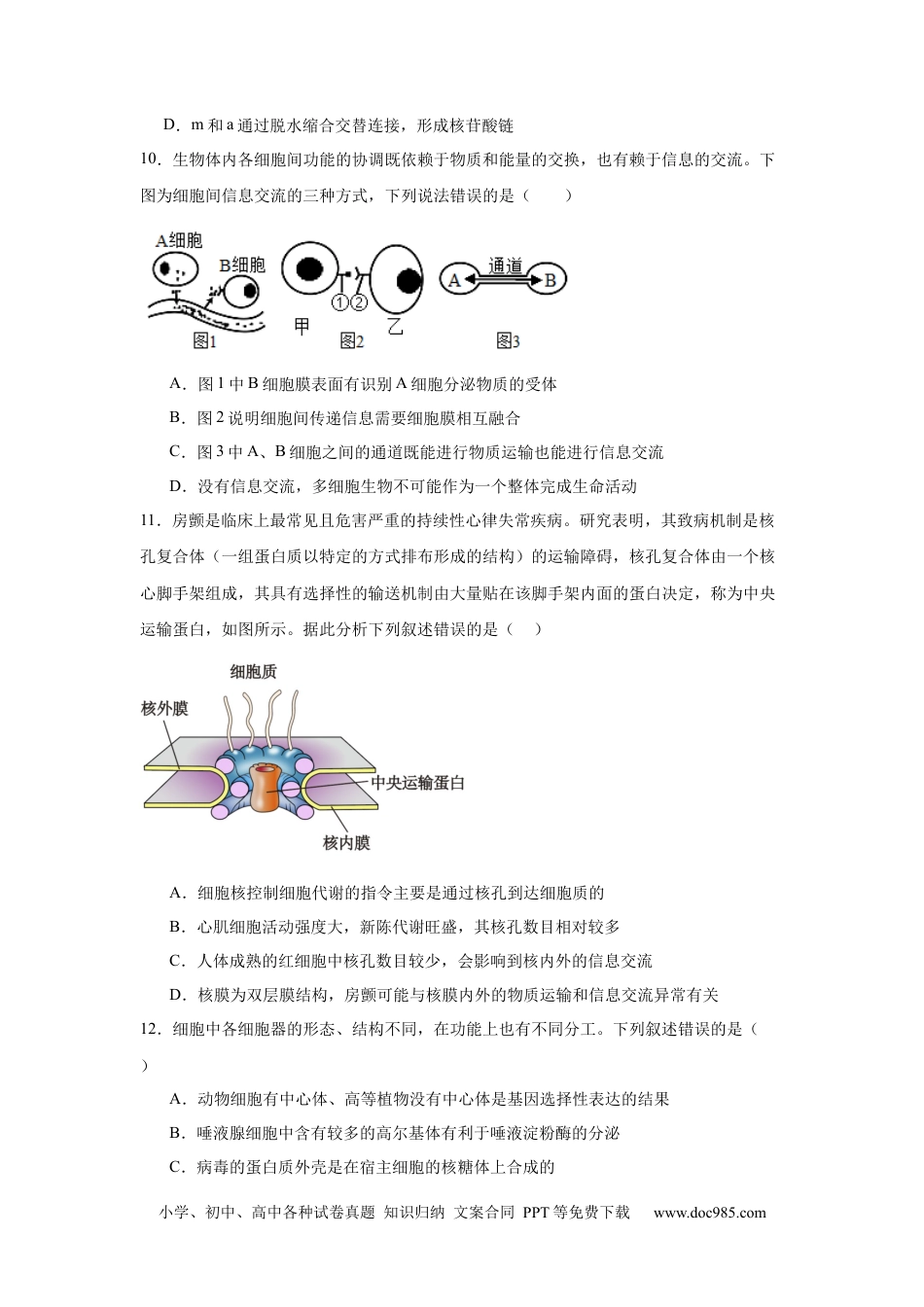高一物理模拟题   吉林省长春市南关区长春市第八中学2024-2025学年高一上学期1月期末生物试题.docx