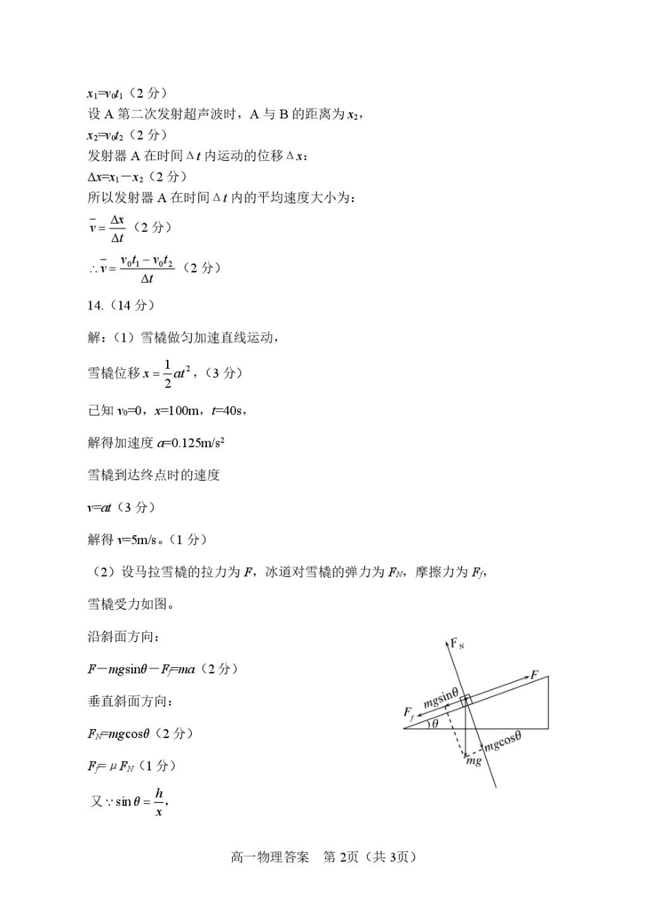 高一物理模拟题   高1物理 --答案.pdf