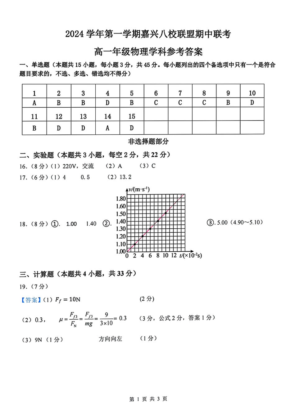 高一物理模拟题   物理学科参考答案.pdf
