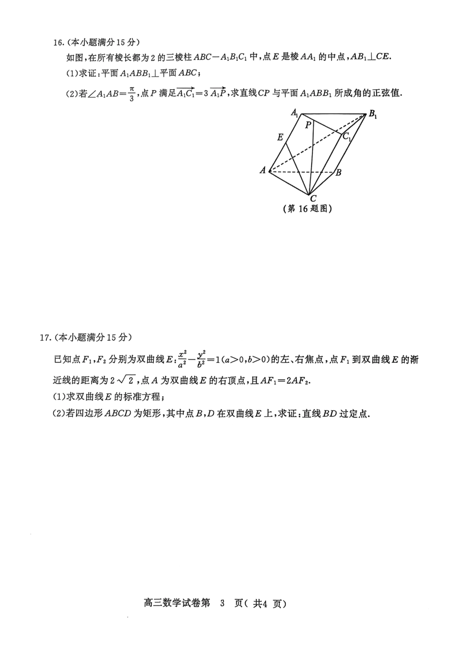 高三数学 模拟题   【数学试卷】南京、盐城2024-2025学年高三一模试卷(1).pdf