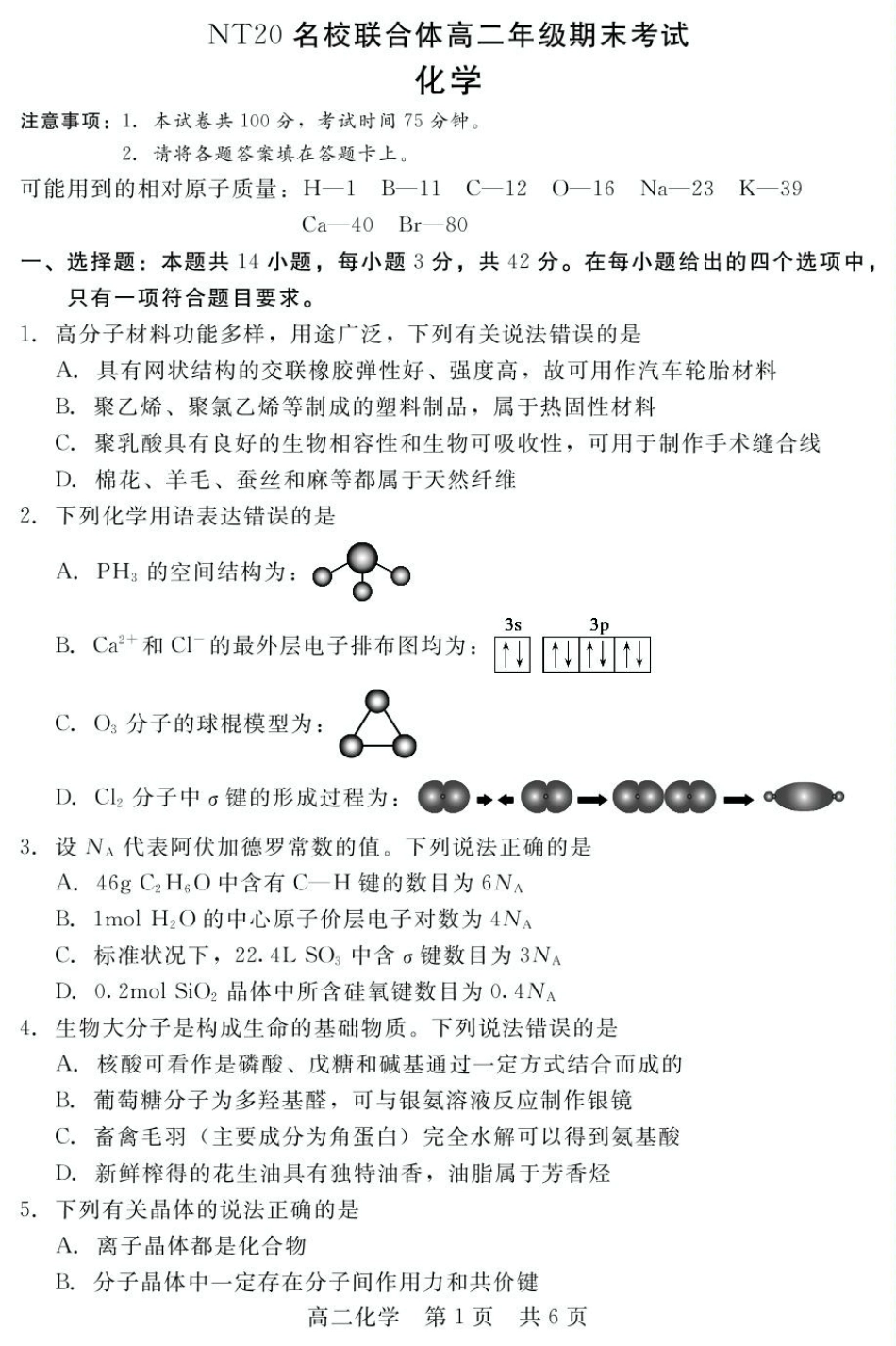 高三数学 模拟题   2024-2025学年第二学期河北省衡水市廊坊市等学校NT20名校联合体高二年级期末考试数学（含答案） 202507月NT20高二化学(1).pdf