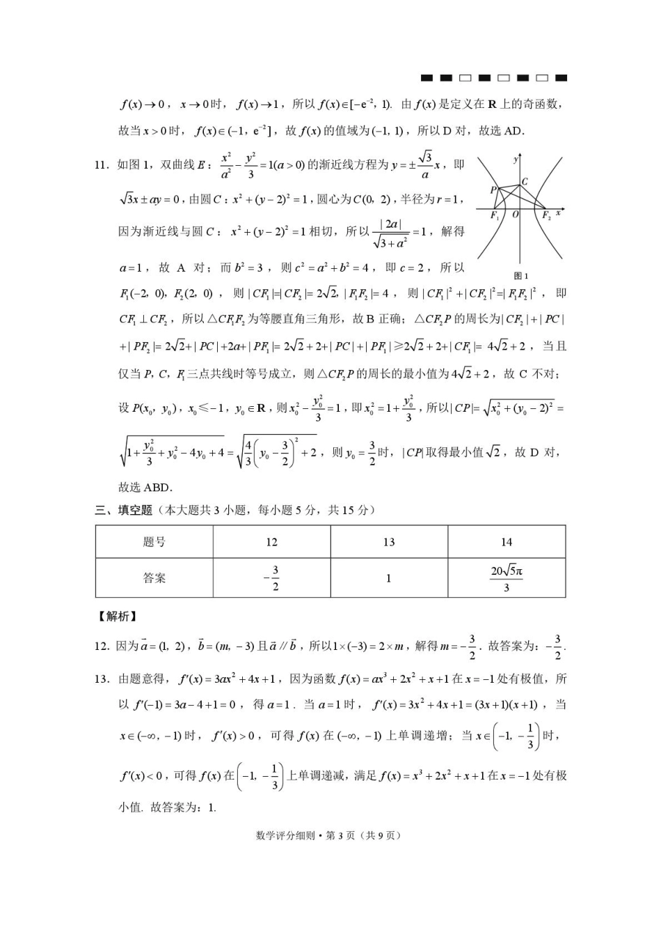高三数学 模拟题   2026届云南三校高考备考实用性联考卷（二）数学-答案(1).pdf