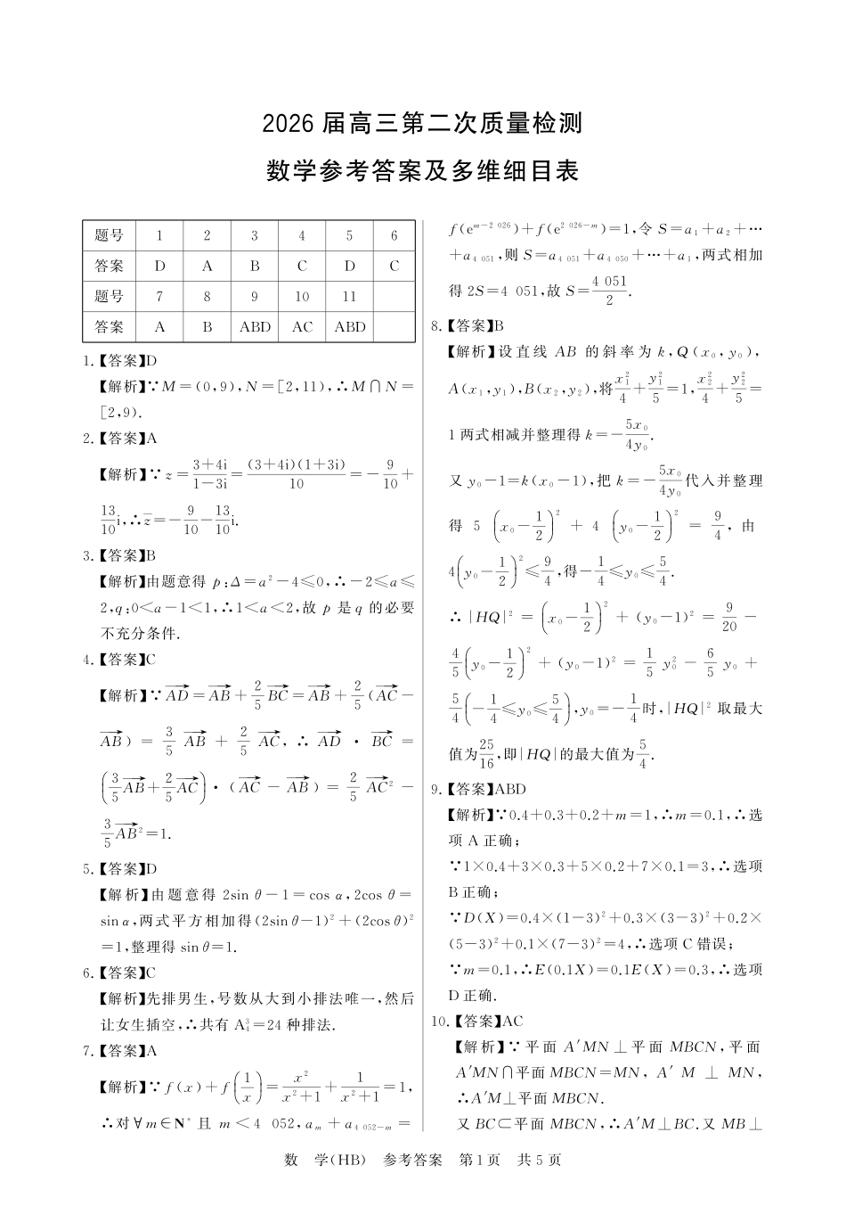 高三数学 模拟题   八省T8联考2026届高三年级四月阶段练习 数学(HB)答案(1).pdf