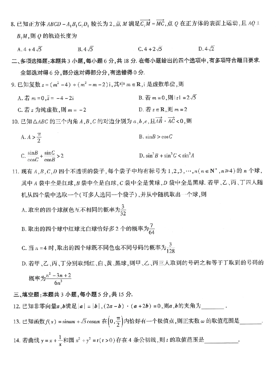 高三数学 模拟题   高2026届高三年级质量检测 数学(1).pdf