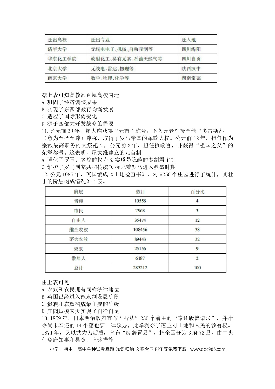 高三数学 模拟题   高二期末联考历史试题(1).docx