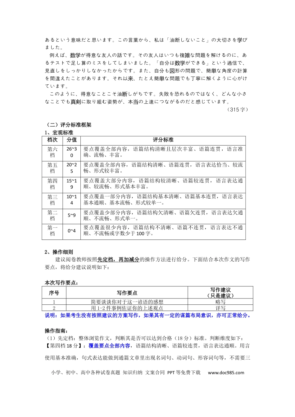 高三数学 模拟题   高三日语作为评分标准（2026届高三年级1月份适应性测试）(1).docx