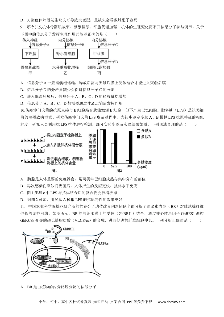 2024届湖北省荆州中学高三下学期第三次适应性考试生物试题.docx