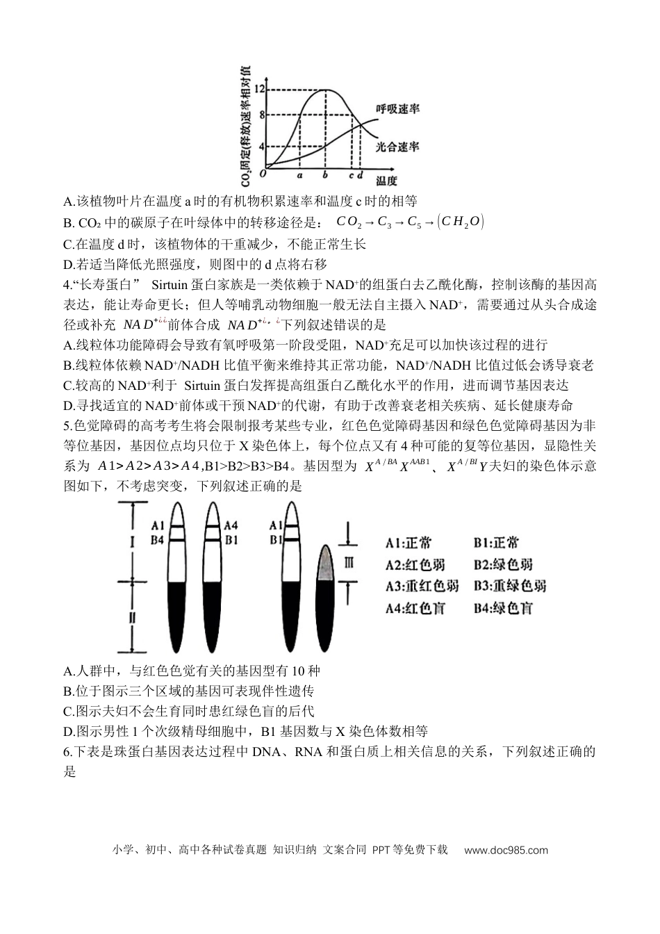 2025届安徽省江淮十校高三下学期4月第三次联考生物试题.docx