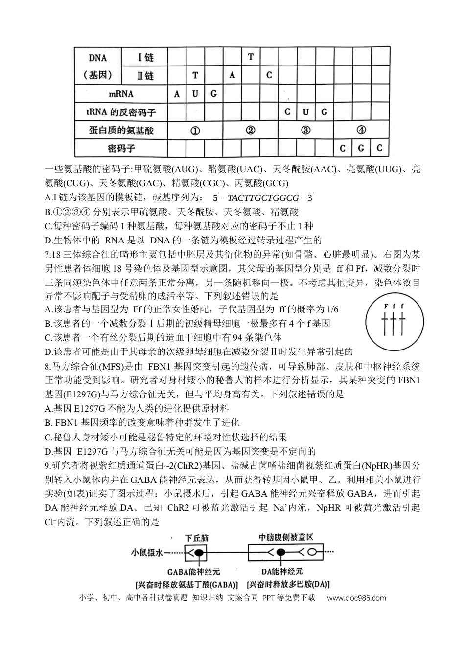 2025届安徽省江淮十校高三下学期4月第三次联考生物试题.docx
