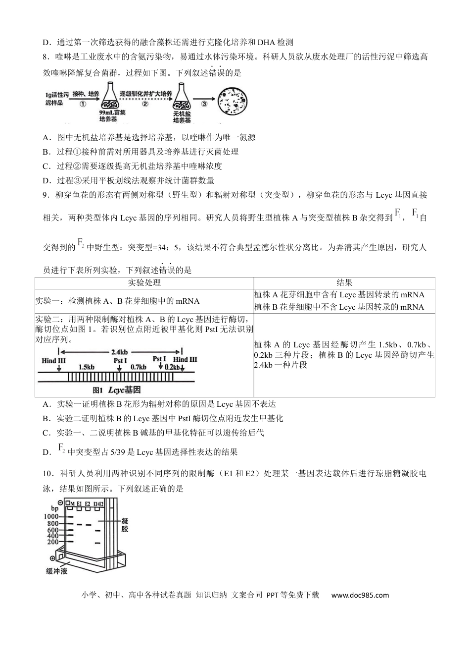 2025届福建省龙岩市高三下学期高中毕业班3月教学质量检测生物学试题（含答案）.docx