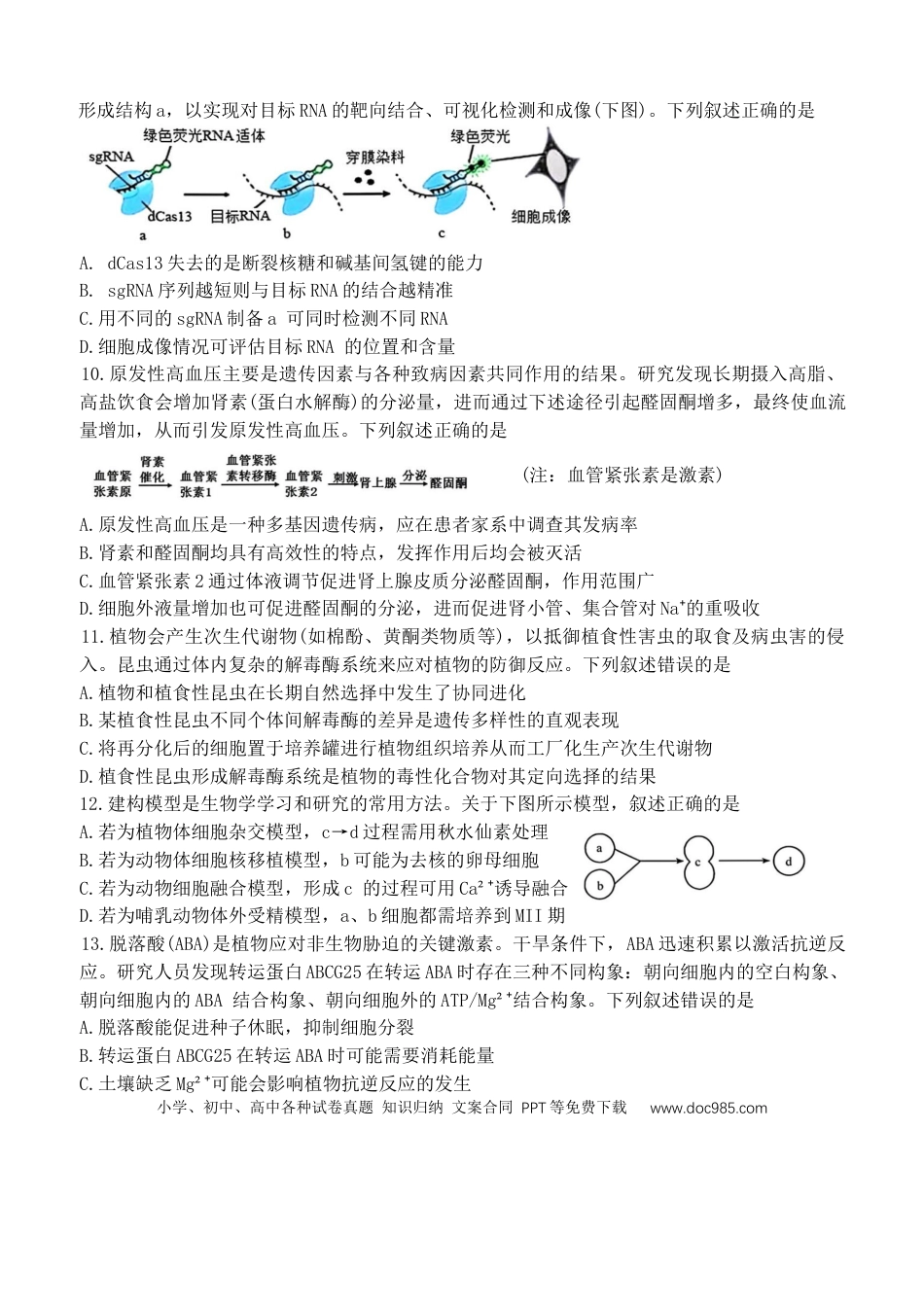 2025届辽宁省本溪市高级中学高三下学期第七次模拟生物试题(1).docx