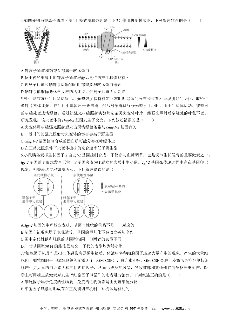 广东省名校教研联盟2023-2024学年高三下学期5月押题考试 生物 Word版含解析(1).docx