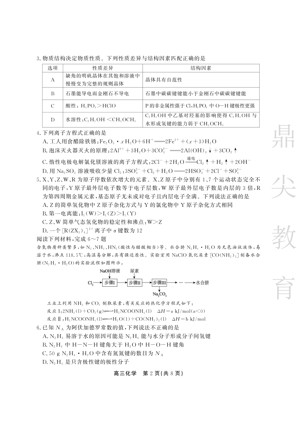 安徽省鼎尖教育2024-2025学年高三逐梦杯实验班大联考化学(1).pdf