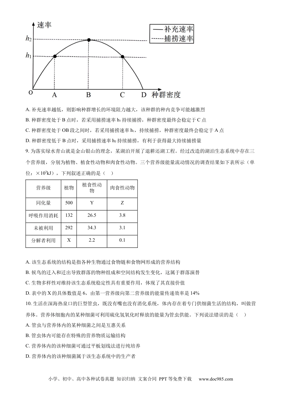 安徽省黄山市2023-2024学年高二下学期7月期末考试 生物 Word版含解析(3).docx