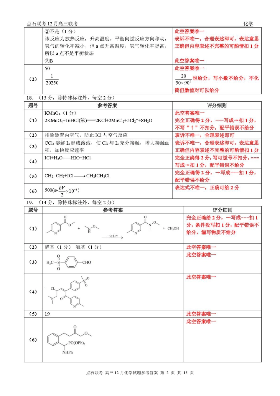 东北三省一区点石联考2026届高三上学期12月化学答案(1).pdf