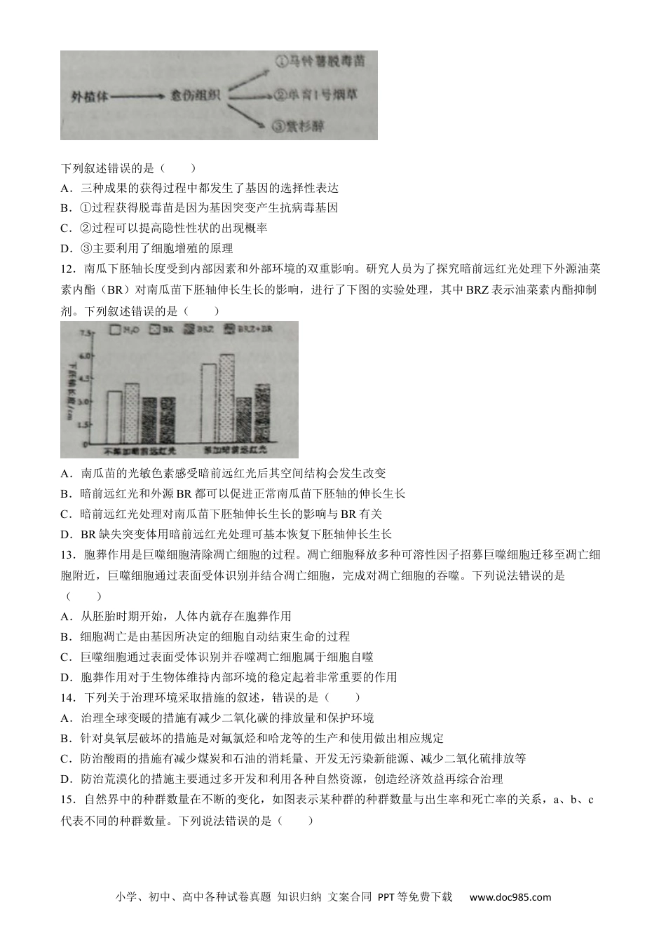 高三数学 模拟题   辽宁省葫芦岛市2024届高三下学期第二次模拟考试 生物 Word版含答案(1).docx