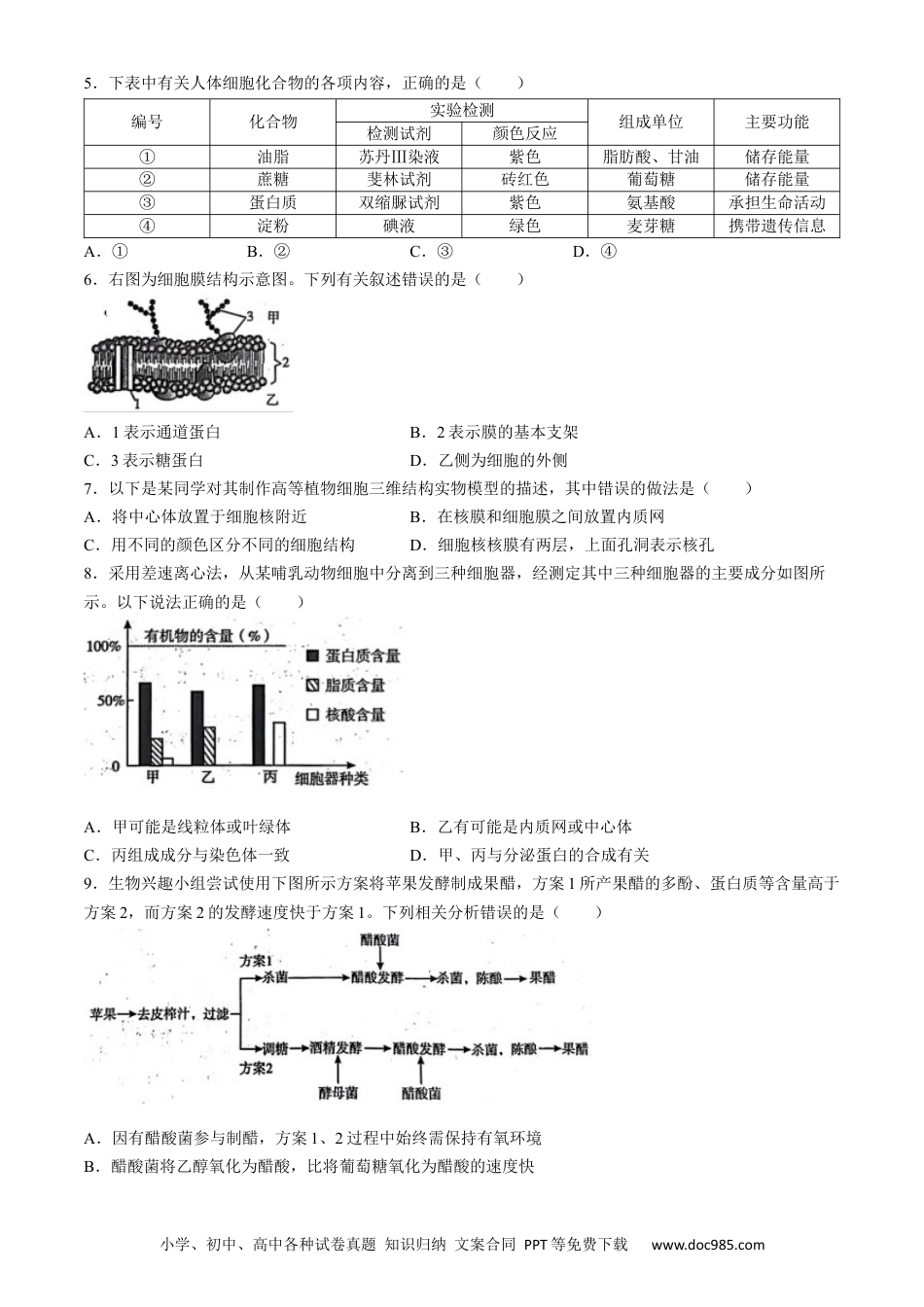 河南省开封市2023-2024学年高二下学期期末考试生物试题.docx