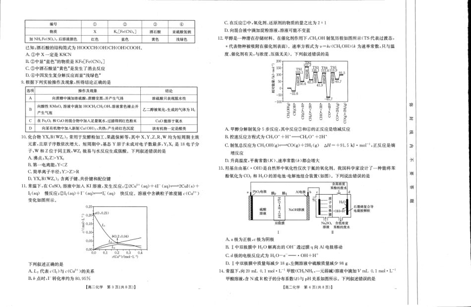 河南新乡2024-2025学年下学期高二化学试卷（期末考试）(1).pdf