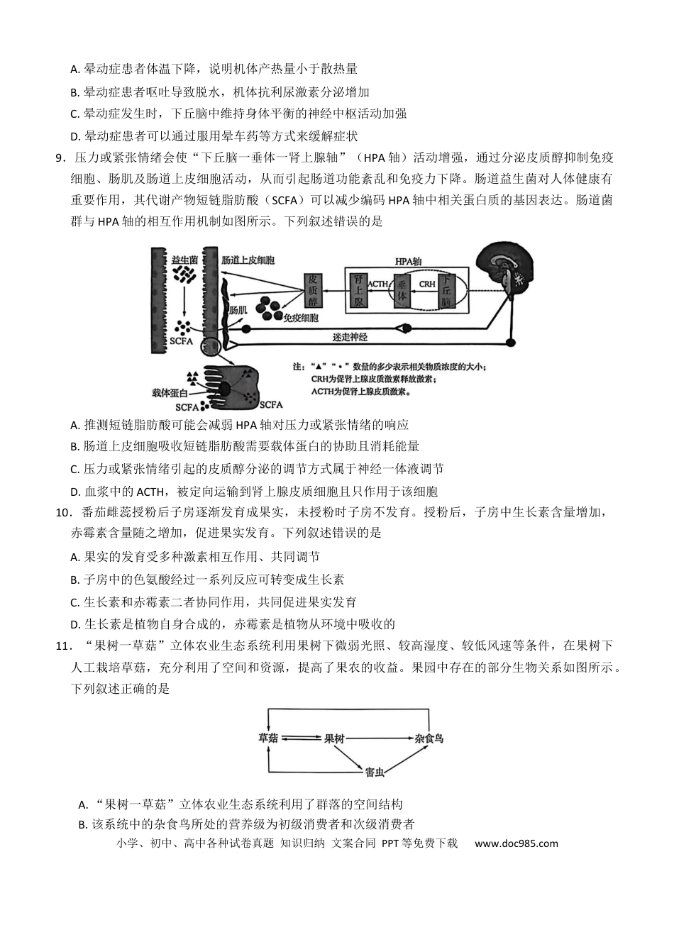 湖北省华大新高考联盟2026届高三上学期11月教学质量测评生物试题(1).docx