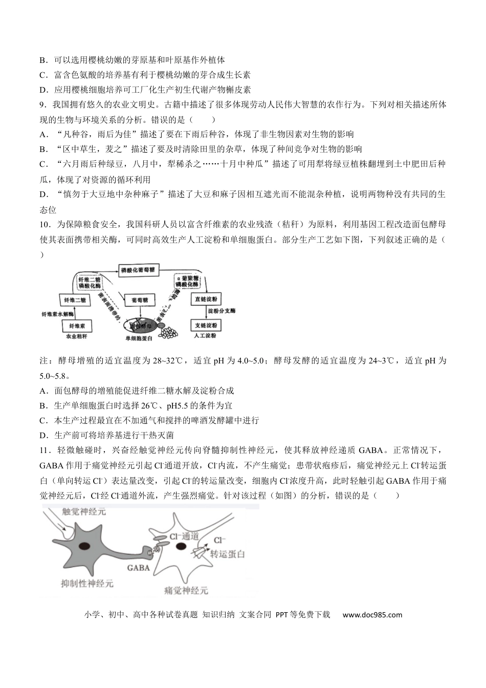 湖南省长沙市湖南师范大学附属中学2024-2025学年高三上学期月考（一）生物试题+答案(3).docx