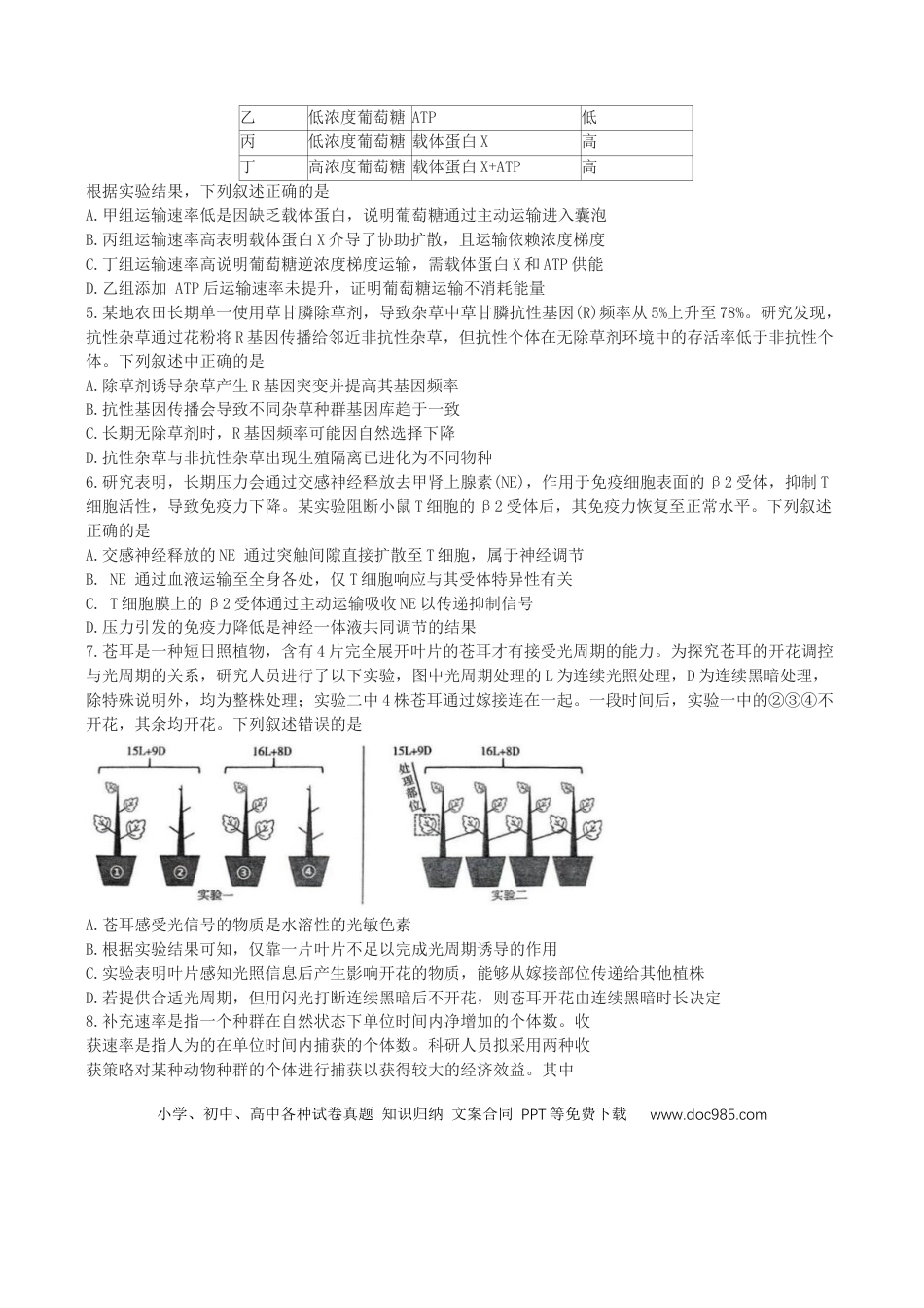 湖南省长沙市雨花区长沙市雅礼中学2024-2025学年高三下学期生物月考试卷（七）(1).docx