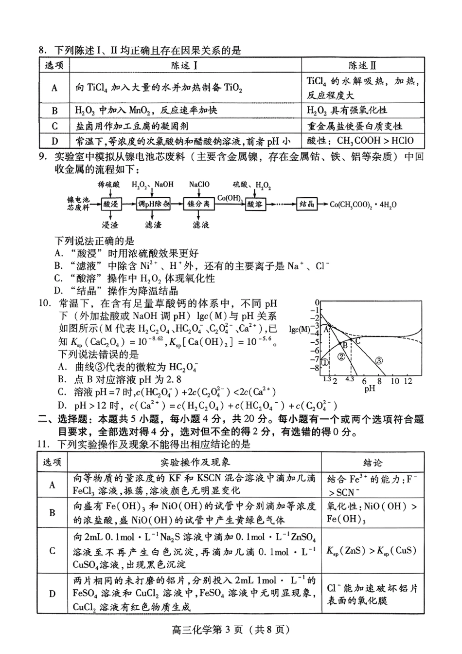 化学试卷-潍坊市2026届高三期中阶段性诊断监测(1).pdf