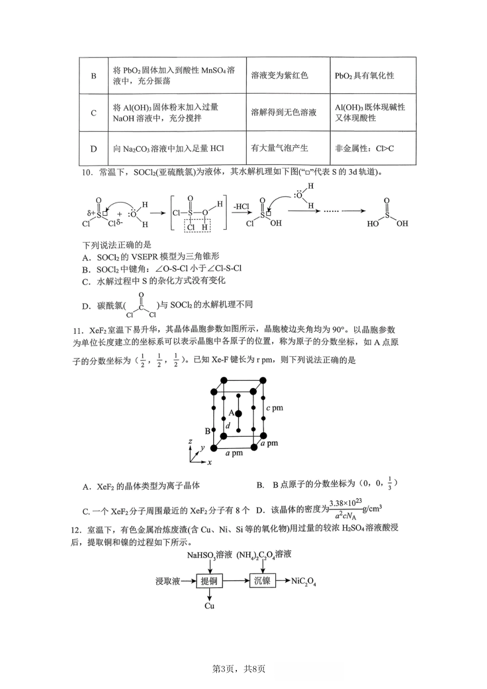 化学育才中学25-26学年上高三12月月考试卷(1).pdf