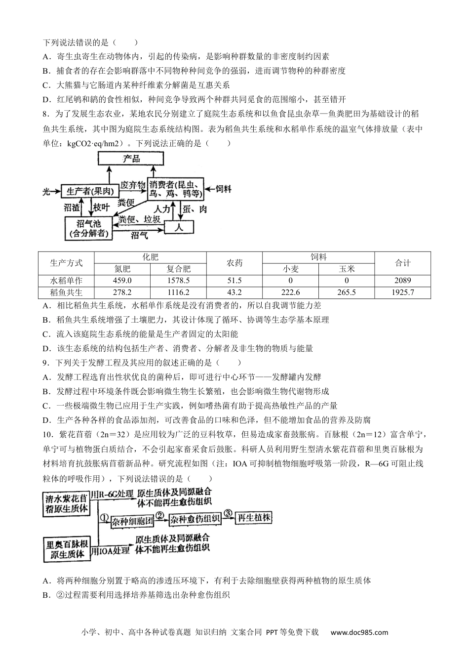 江苏省常州市第一中学2023-2024学年高二下学期6月月考生物试题(无答案).docx