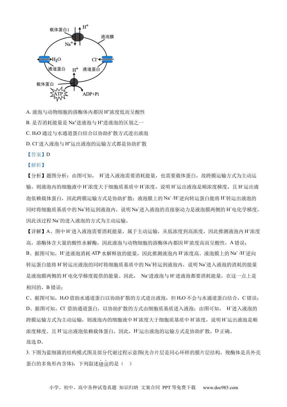 江苏省泰州市2023-2024学年高二下学期6月期末考试生物解析.docx