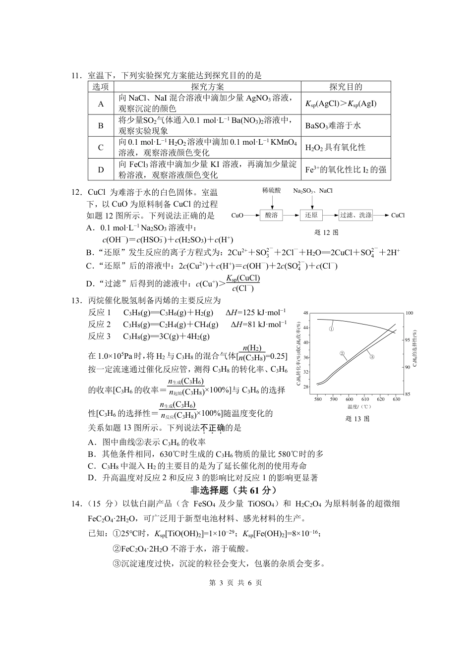江苏省扬州市2024届高三下学期考前调研模拟预测测试化学试题+答案(1).pdf