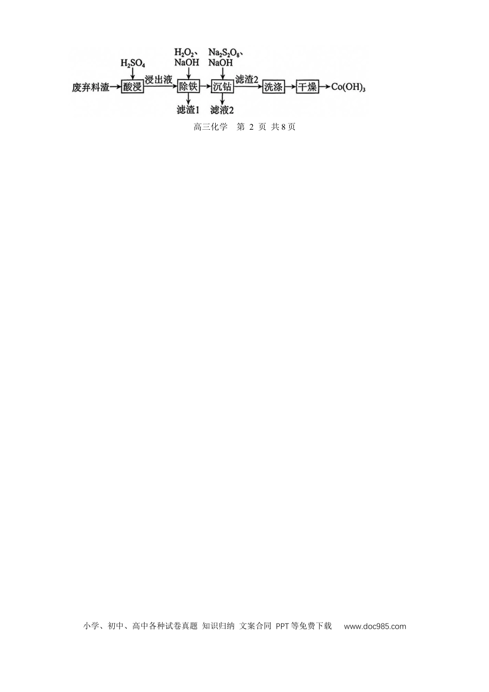 江西省景德镇市2026届高三第一次质量检测化学试卷（含答案）(1).docx