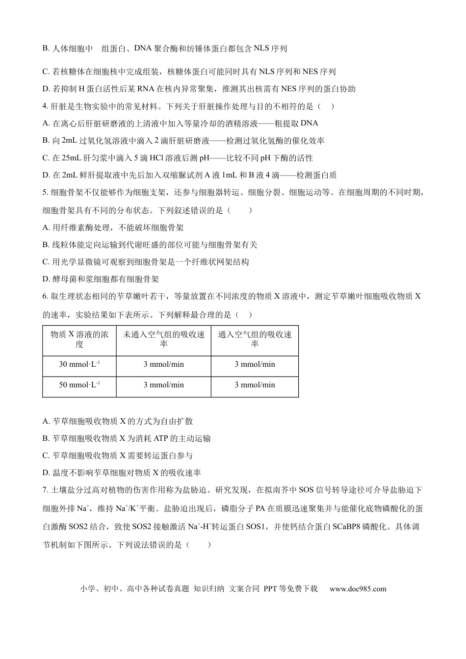 精品解析：山东省实验中学2025—2026学年高三上学期第一次诊断性考试生物试题（原卷版）.docx