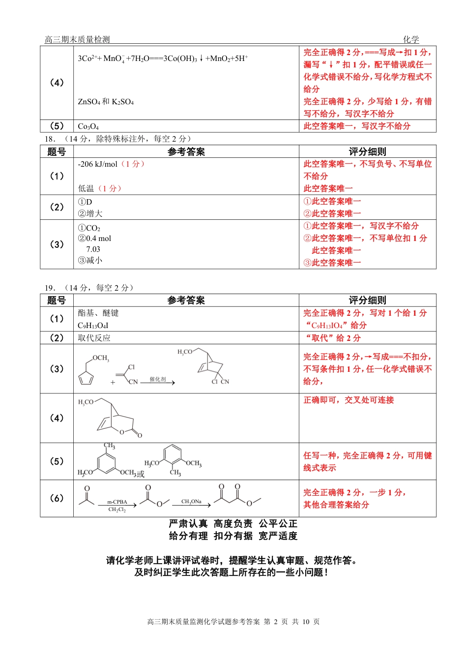 辽宁省点石联考2026届高三期末质量监测化学答案(1).pdf