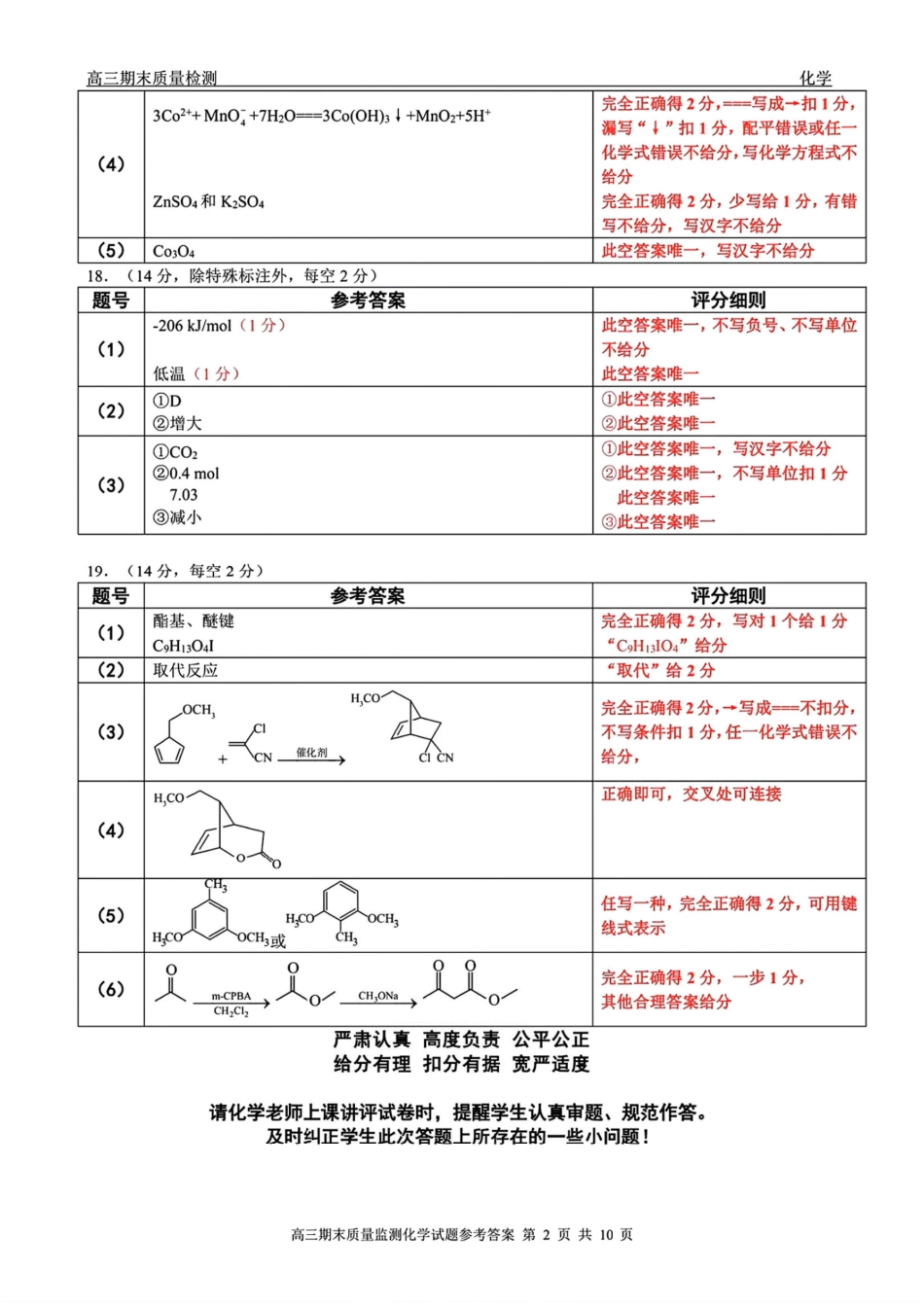 辽宁省县级重点高中协作体高三期末质量监测化学答案(1).pdf