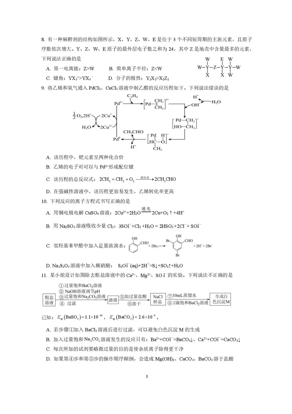 绵阳南山中学实验学校2025-2026学年高三上学期1月月考化学试题含答案(1).pdf