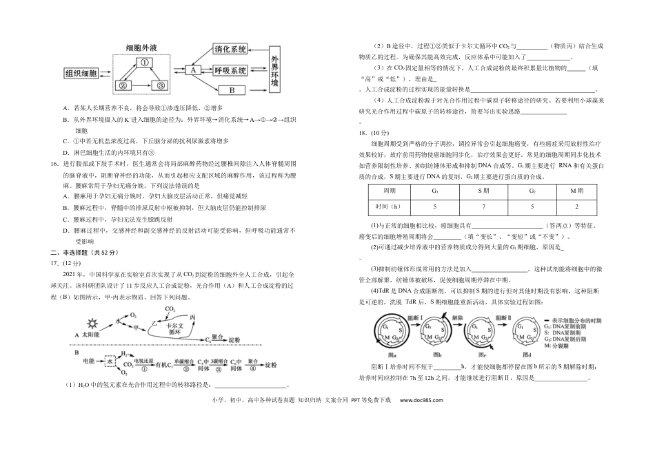 宁夏银川第一中学2025-2026学年高三上学期第五次月考生物试题.docx