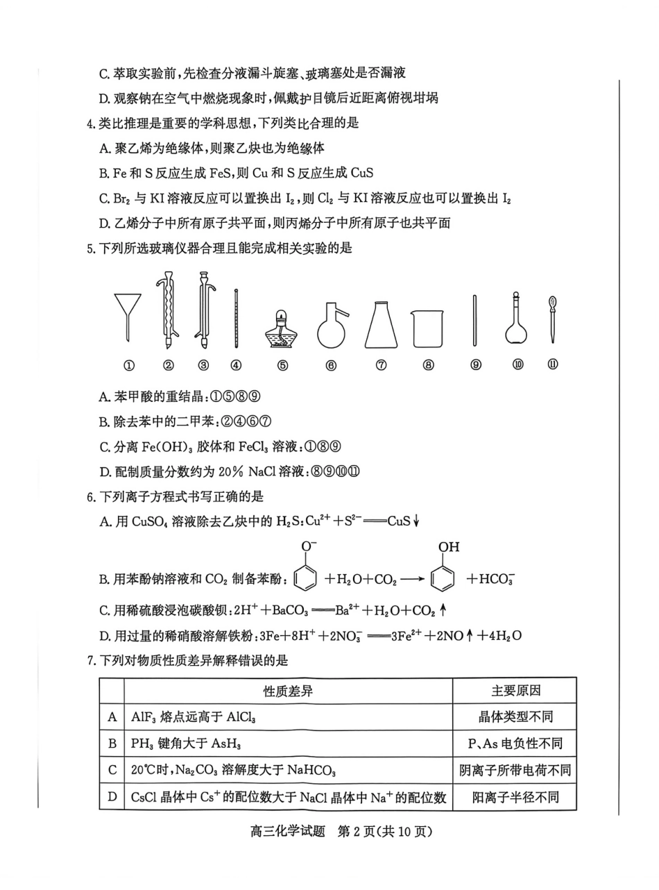山东省滨州市2026届高三年级一模考试 化学(1).pdf