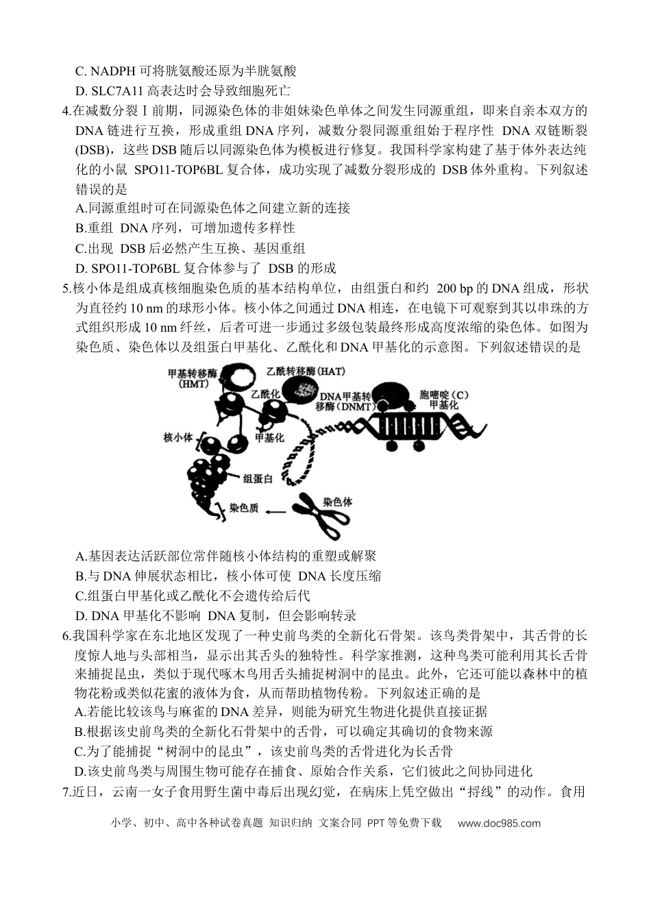 山东省德州市十校联考2024-2025学年高三下学期4月模拟生物试题(1).docx