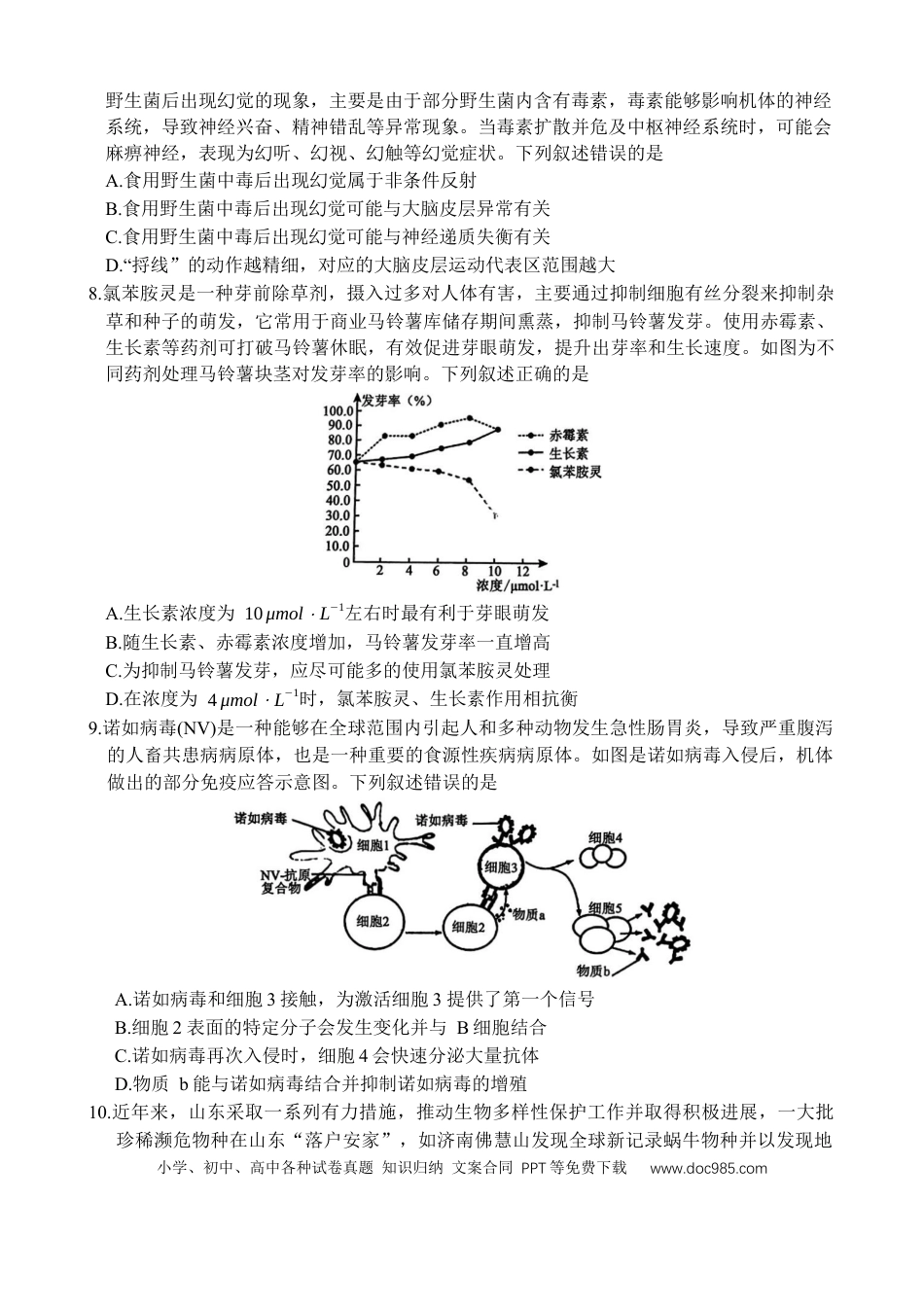 山东省德州市十校联考2024-2025学年高三下学期4月模拟生物试题(1).docx