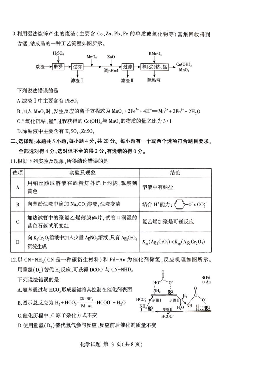 山东省临沂市普通高中学业水平等级考试模拟试题化学(1).pdf