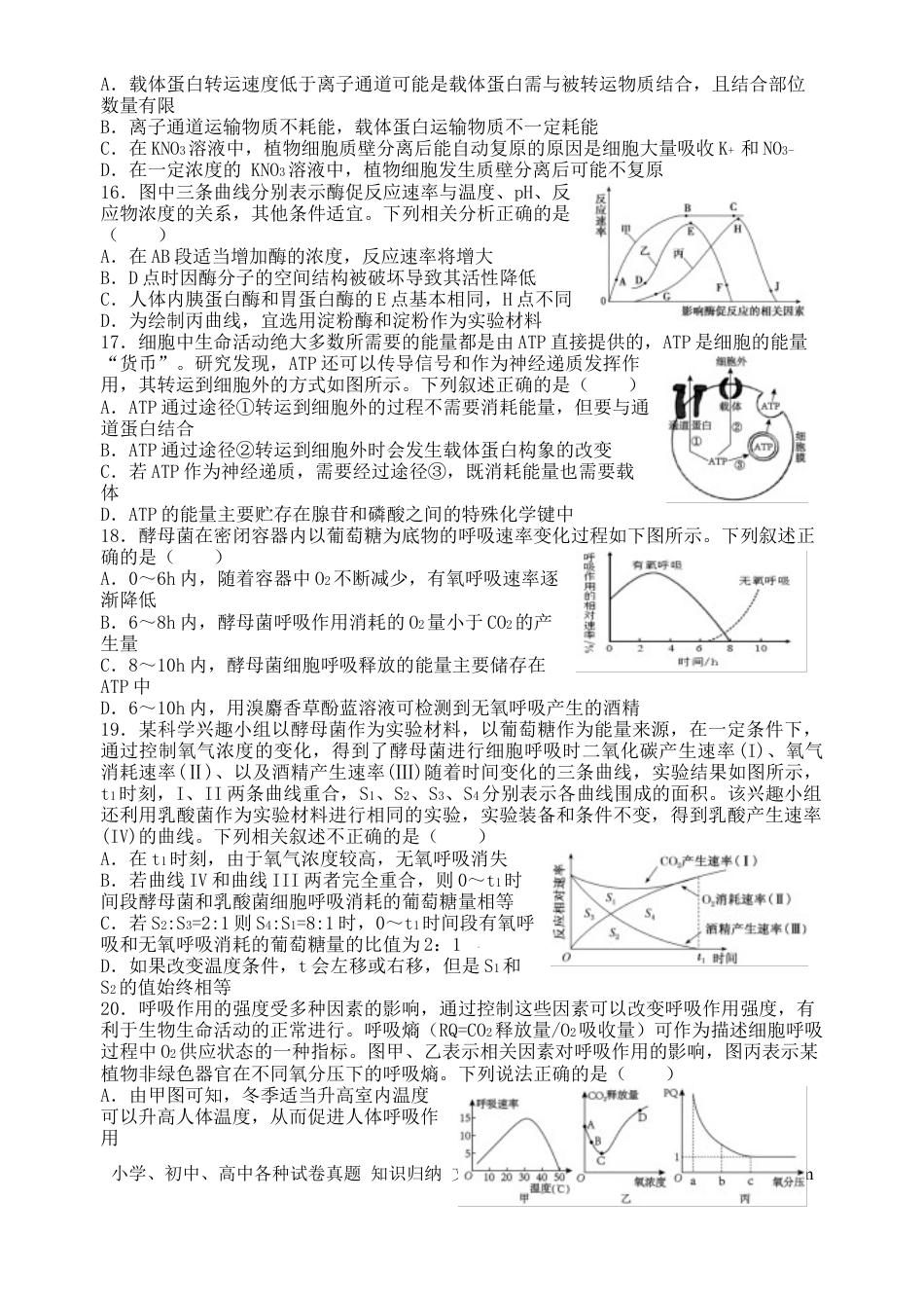 山西大学附属中学校2024~2025学年高三上学期开学考试生物试题(1).docx