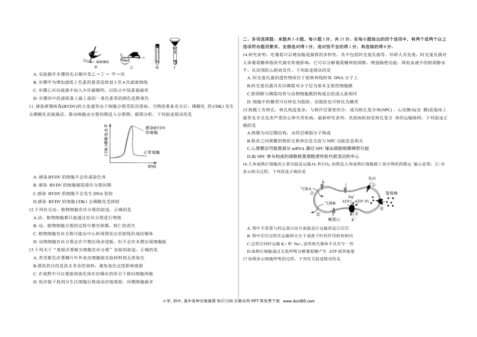 山西省朔州市怀仁市第一中学校2024-2025学年高三上学期9月月考生物试题(1).docx