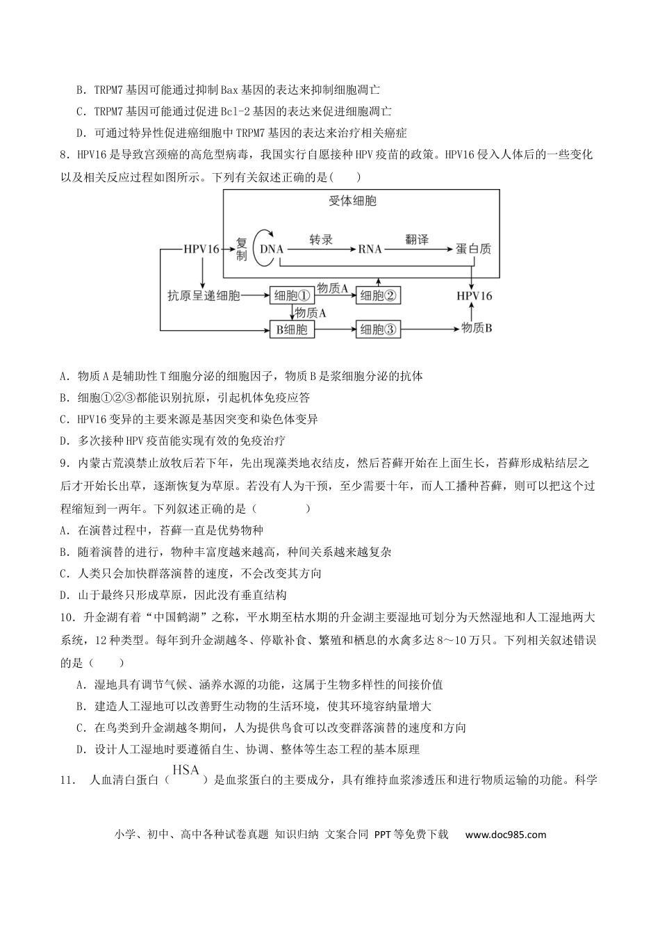 石家庄市第一中学2026届高三上学期11月期中考试生物试卷(1).docx