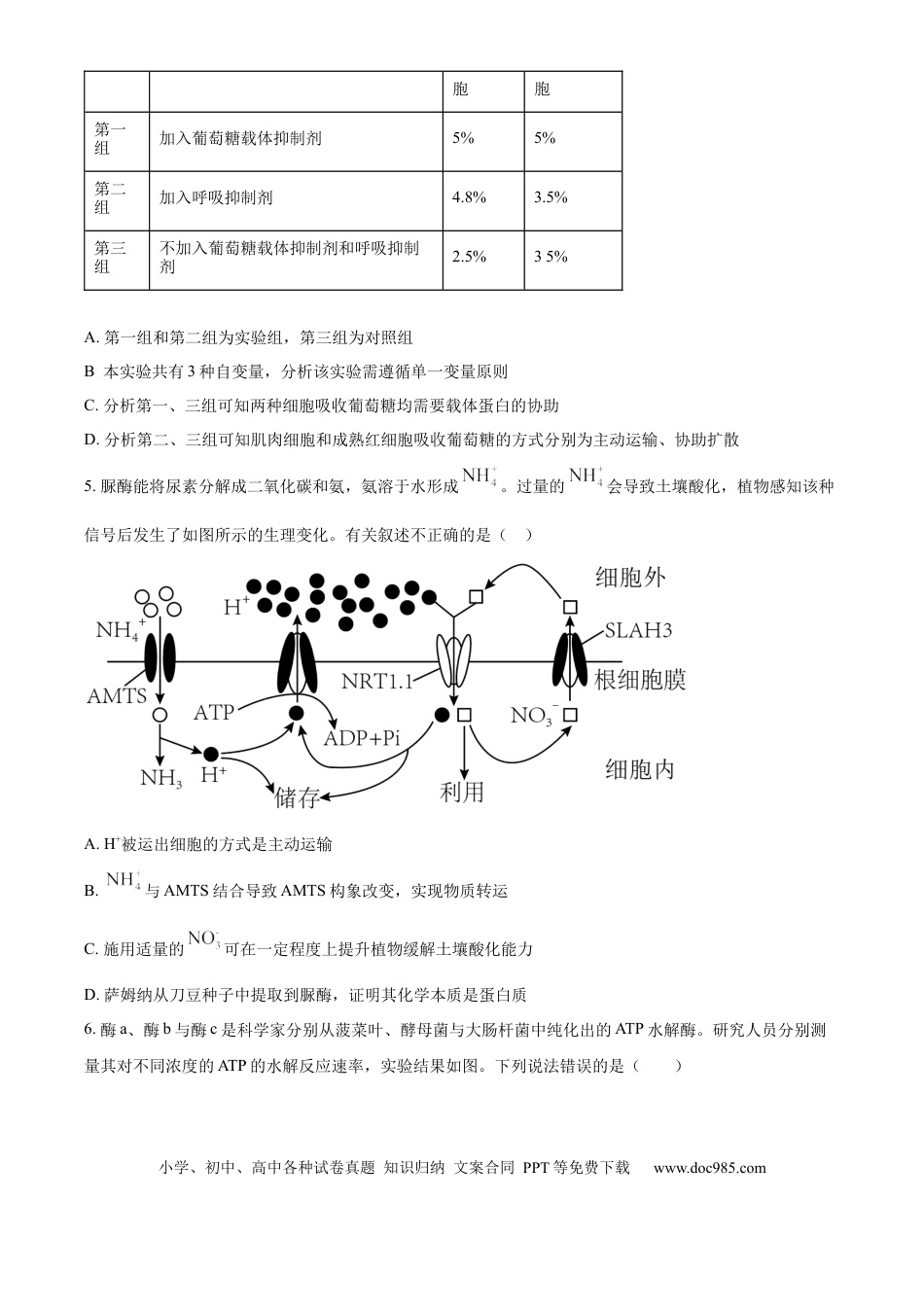 树德中学高2023级高三上开学考试+生物(1).docx