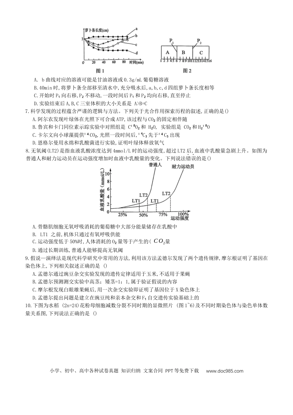 重庆育才中学、鲁能巴蜀中学、万州高级中学高2026届高三10月联合考试生物试题（含答案）(2).docx