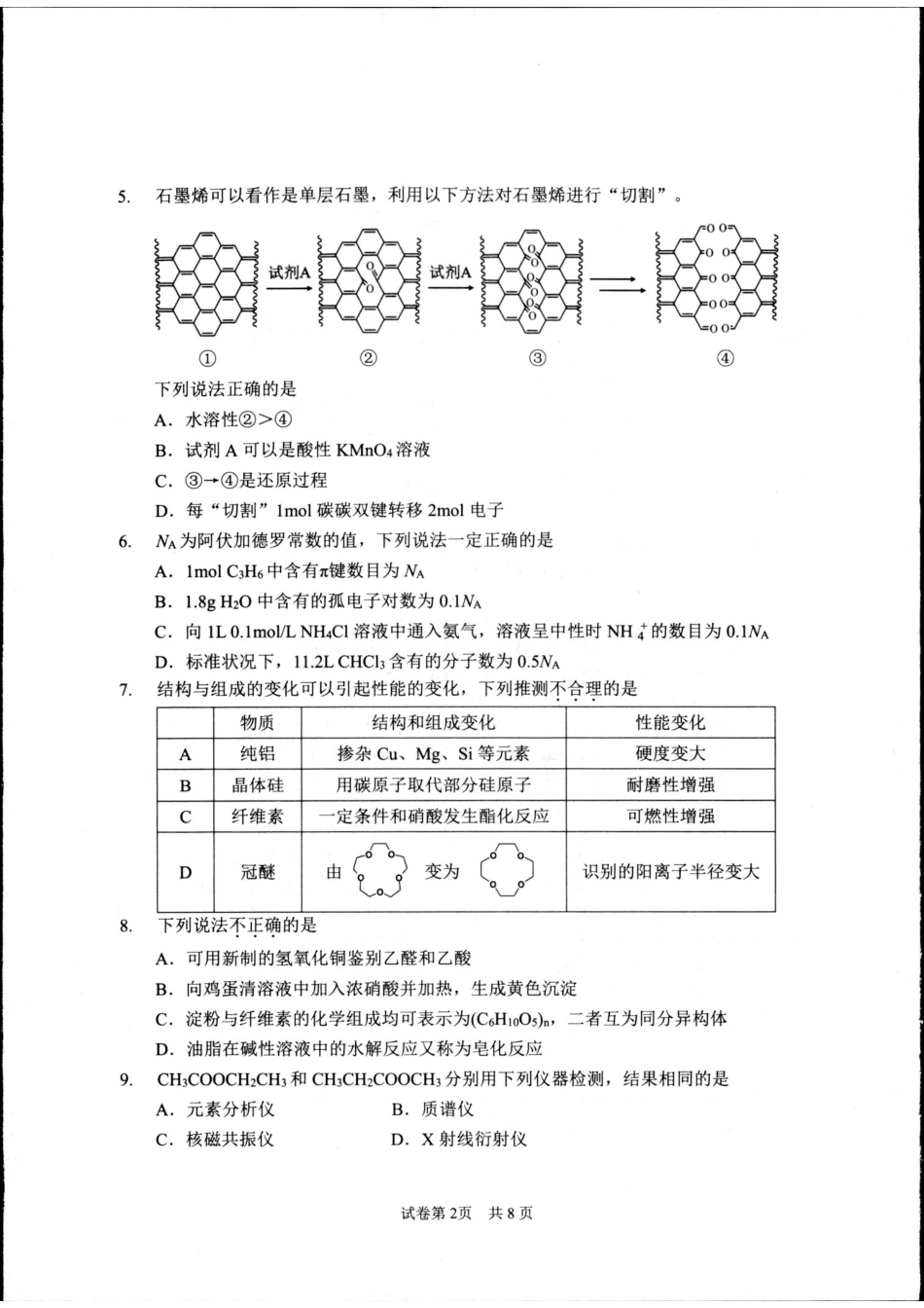 浙江省杭州市2023-2024学年高二下学期6月期末考试化学试题(1).pdf